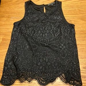 EUC sz S black lace tank sleeveless top